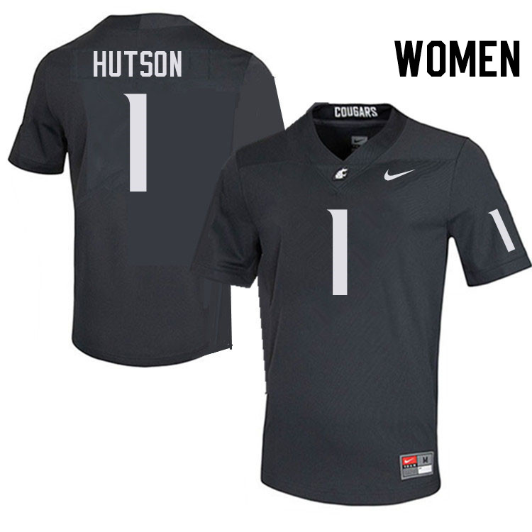 Women #1 Kris Hutson Washington State Cougars College Football Jerseys Stitched-Charcoal